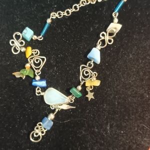 Colorful Gemstone Peruvian Silver ankle bracelet